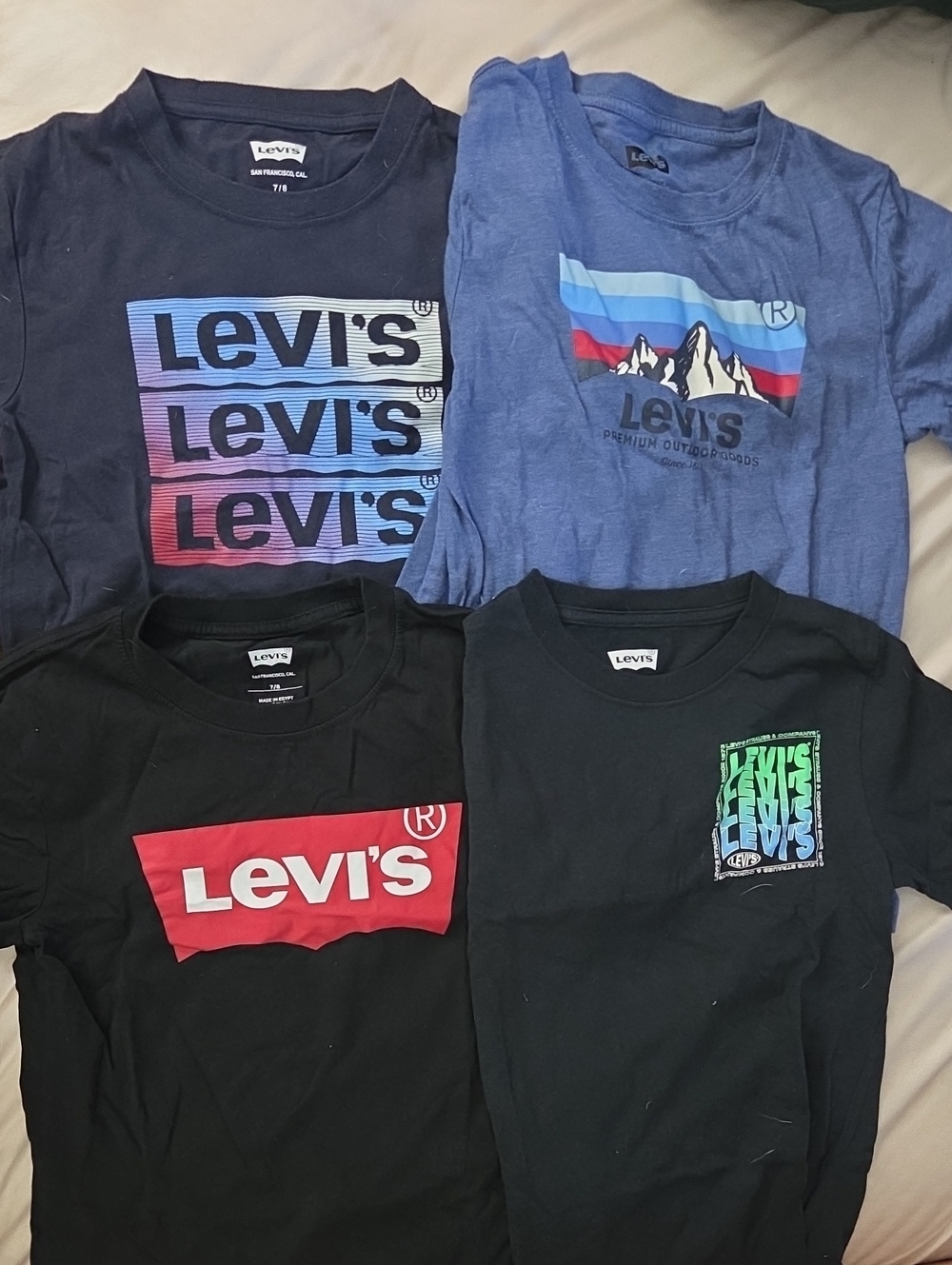 Levi's Kids' Graphic Tee - Black & Blue Lot of 4 Tshirts - Size 7/8